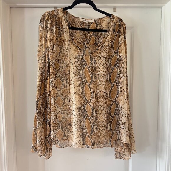 Diane von Furstenberg 100% Silk Snake Print Blouse – Size L - Picture 2 of 5